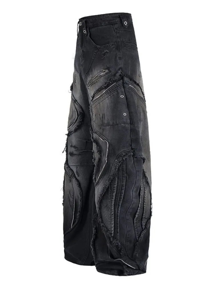 Men's Distressed Wide-Leg Cargo Jeans