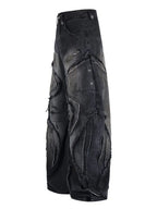 Men's Distressed Wide-Leg Cargo Jeans