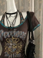 Women's Gothic Letter Graphic Short-Sleeve T-Shirt