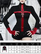 Women's Black Lace Long-Sleeve Top