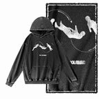 Men's Black Acid-Washed Graphic Pullover Hoodie