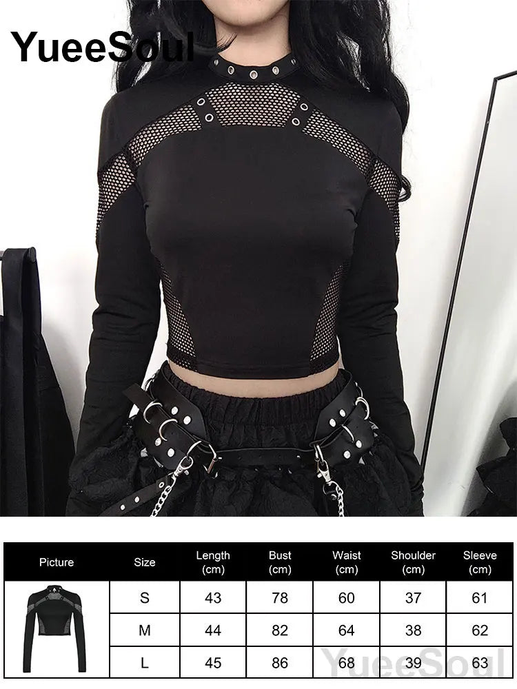 Women's Black Lace-Panel Long-Sleeve Top