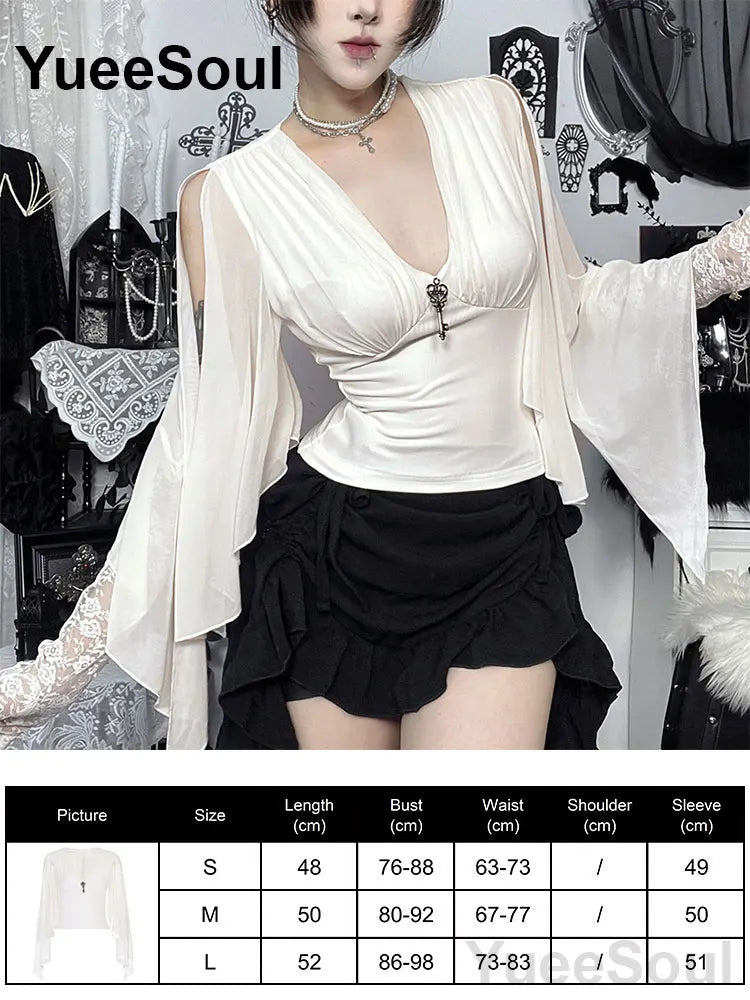 Women's Black Lace-Panel Long-Sleeve Top