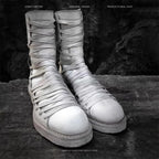 Men's Retro Lace-Up Mid-Calf Platform Boots