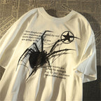 Grunge Spider Graphic Cotton T-Shirt