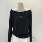 Women's One-Shoulder Long-Sleeve Top