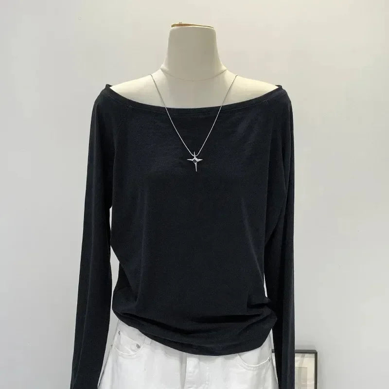 Women's One-Shoulder Long-Sleeve Top