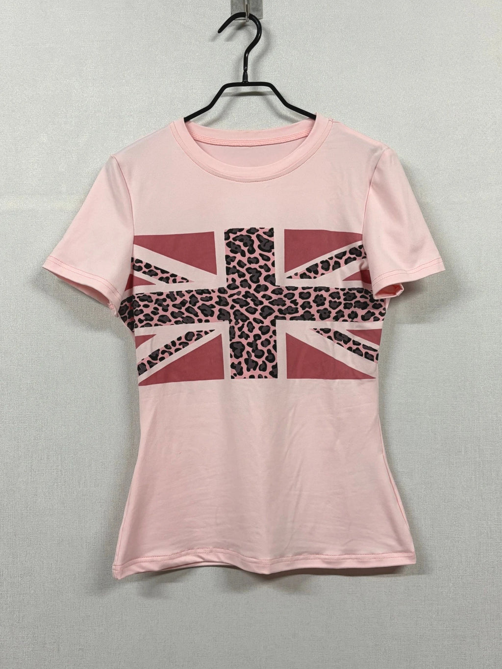 Pink Leopard Flag Graphic T-Shirt