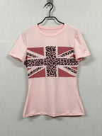 Pink Leopard Flag Graphic T-Shirt