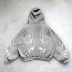 Women's Black Tribal Print Zip-Up Hoodie