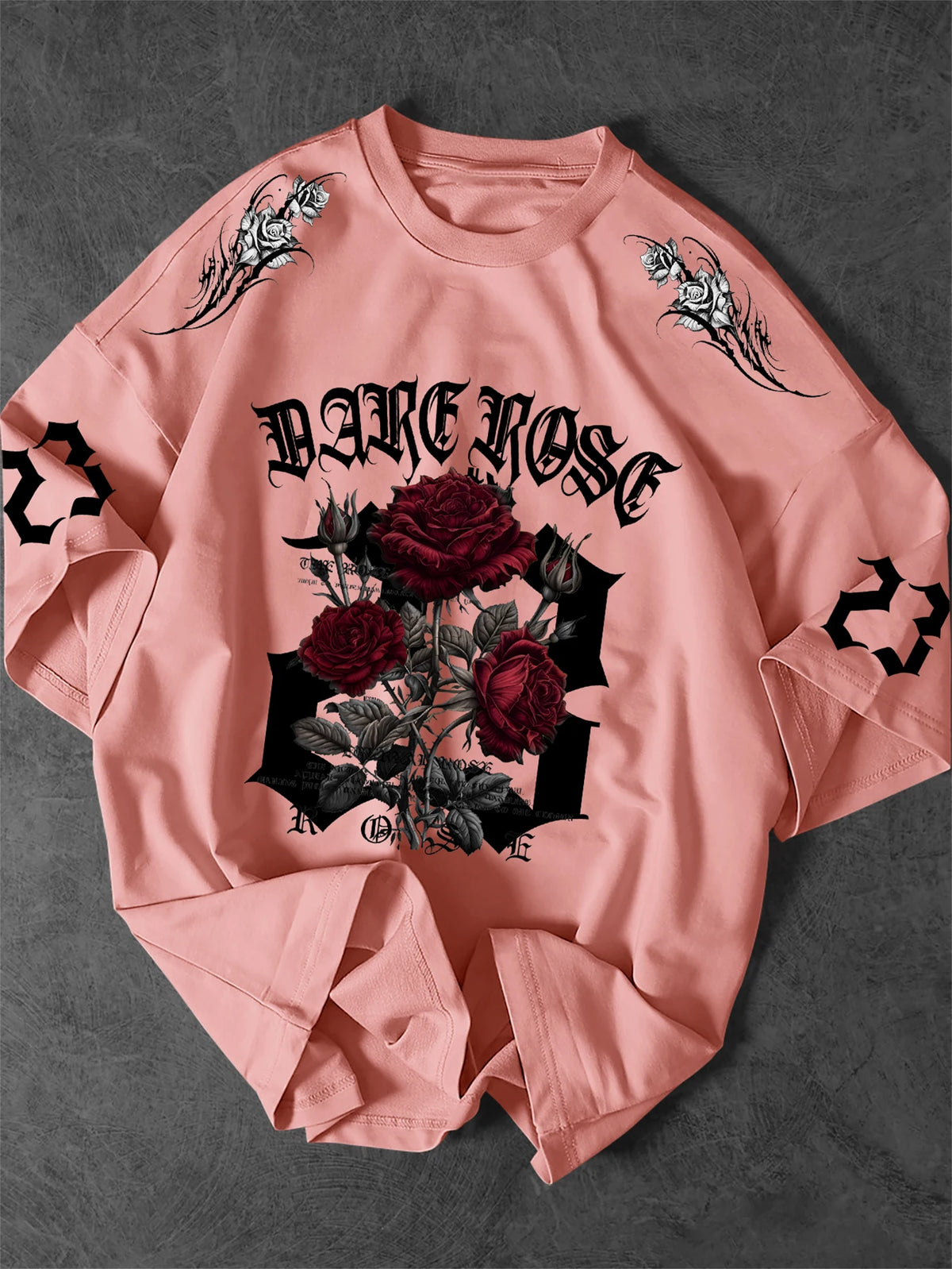 Men's Oversized Pink Rose Graphic T-Shirt