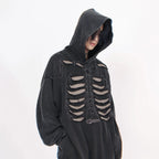 Skeleton Graphic Distressed Pullover Hoodie