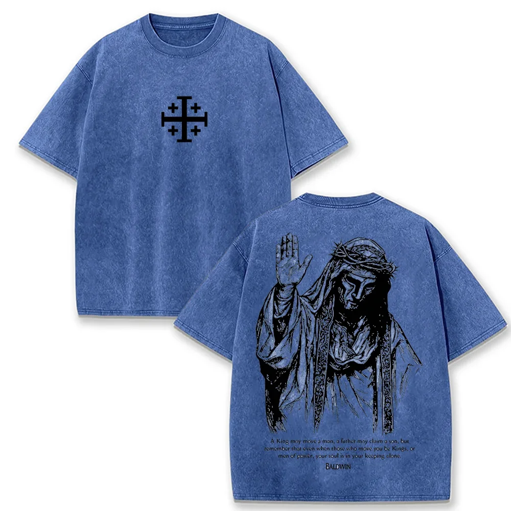 Jesus Crown of Thorns Graphic Washed Cotton T-Shirt