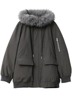 Women's Hooded Parka Jacket with Zip Closure and Utility Pockets