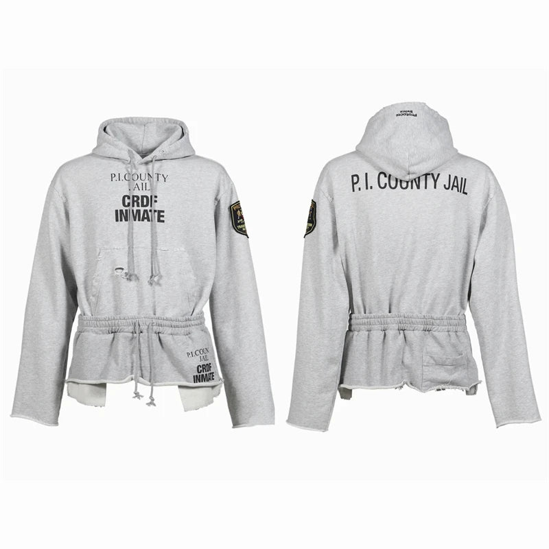 Washed Distressed Two-Piece Hoodie Pullover
