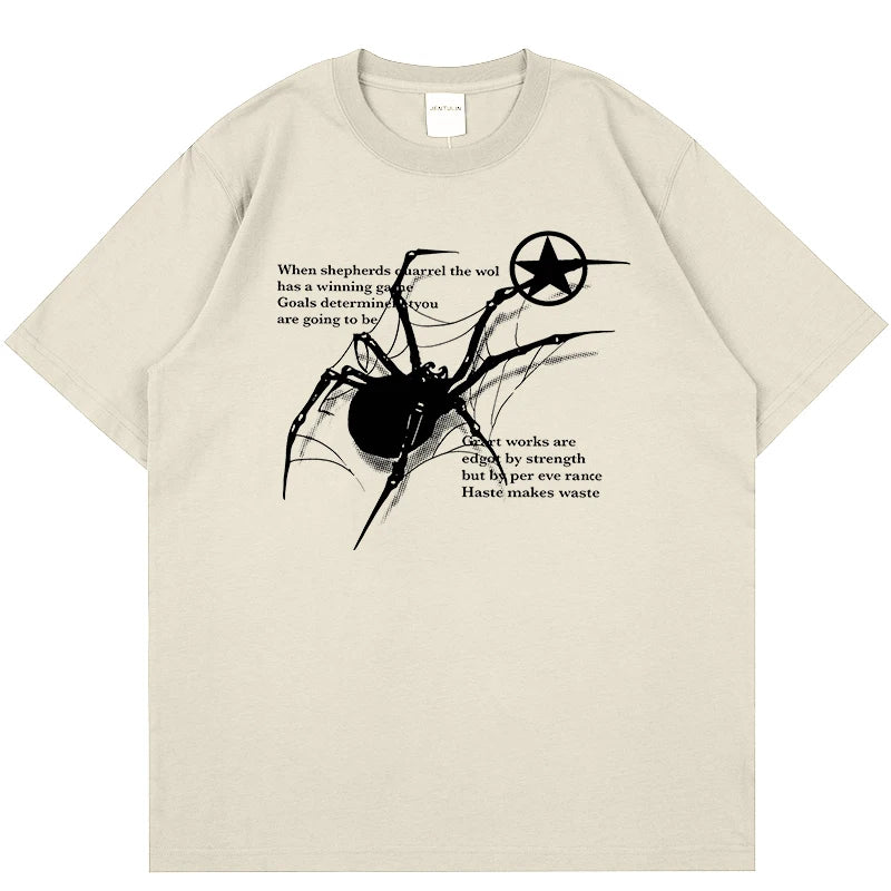 Spider Graphic Oversized Cotton T-Shirt