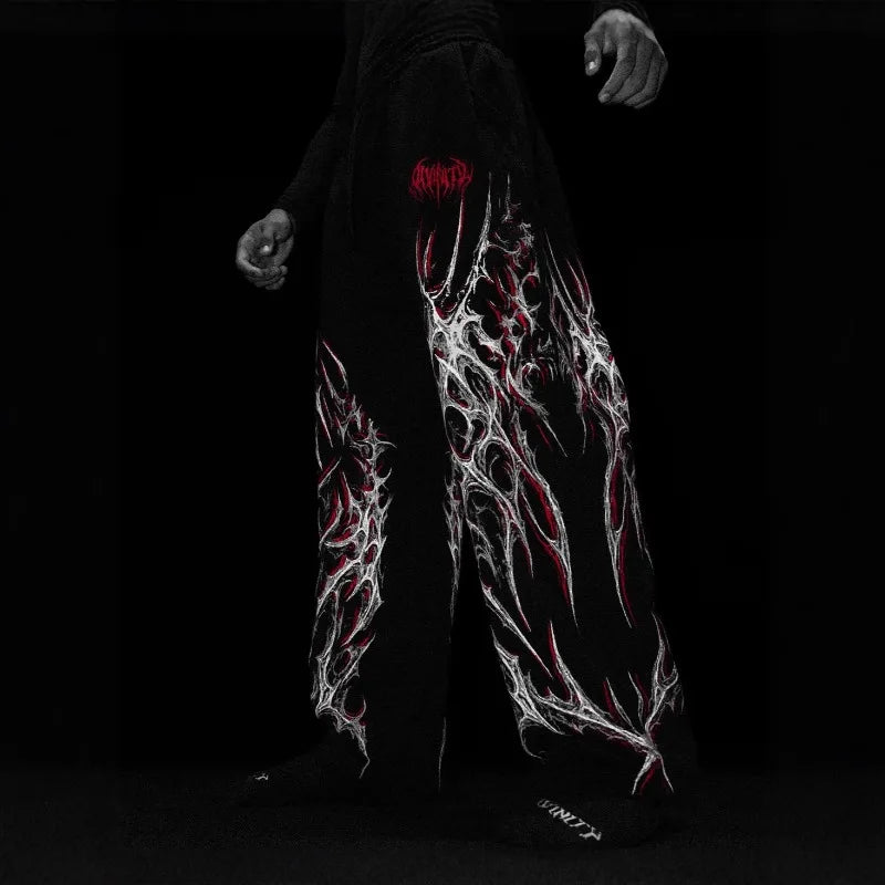 Men's Gothic Graphic Wide-Leg Sweatpants