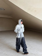 Washed Distressed Two-Piece Hoodie Pullover