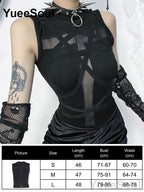 Black Mesh Sleeveless Corset Top