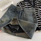 Women's Blue Denim A-Line Mini Skirt