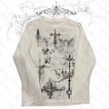 White Gothic Graphic Long-Sleeve T-Shirt