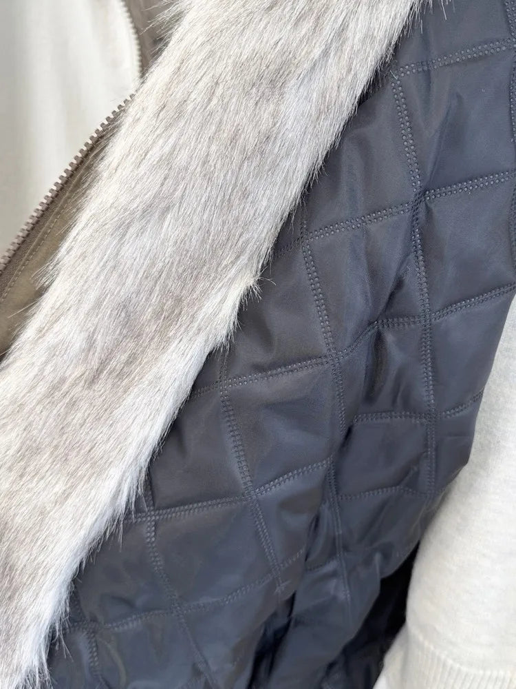 Women's Faux-Fur Hooded Padded Jacket with Zip Front