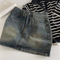 Women's Blue Denim A-Line Mini Skirt