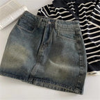 Women's Blue Denim A-Line Mini Skirt
