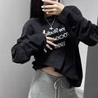 Women's Black Graphic Long-Sleeve T-Shirt