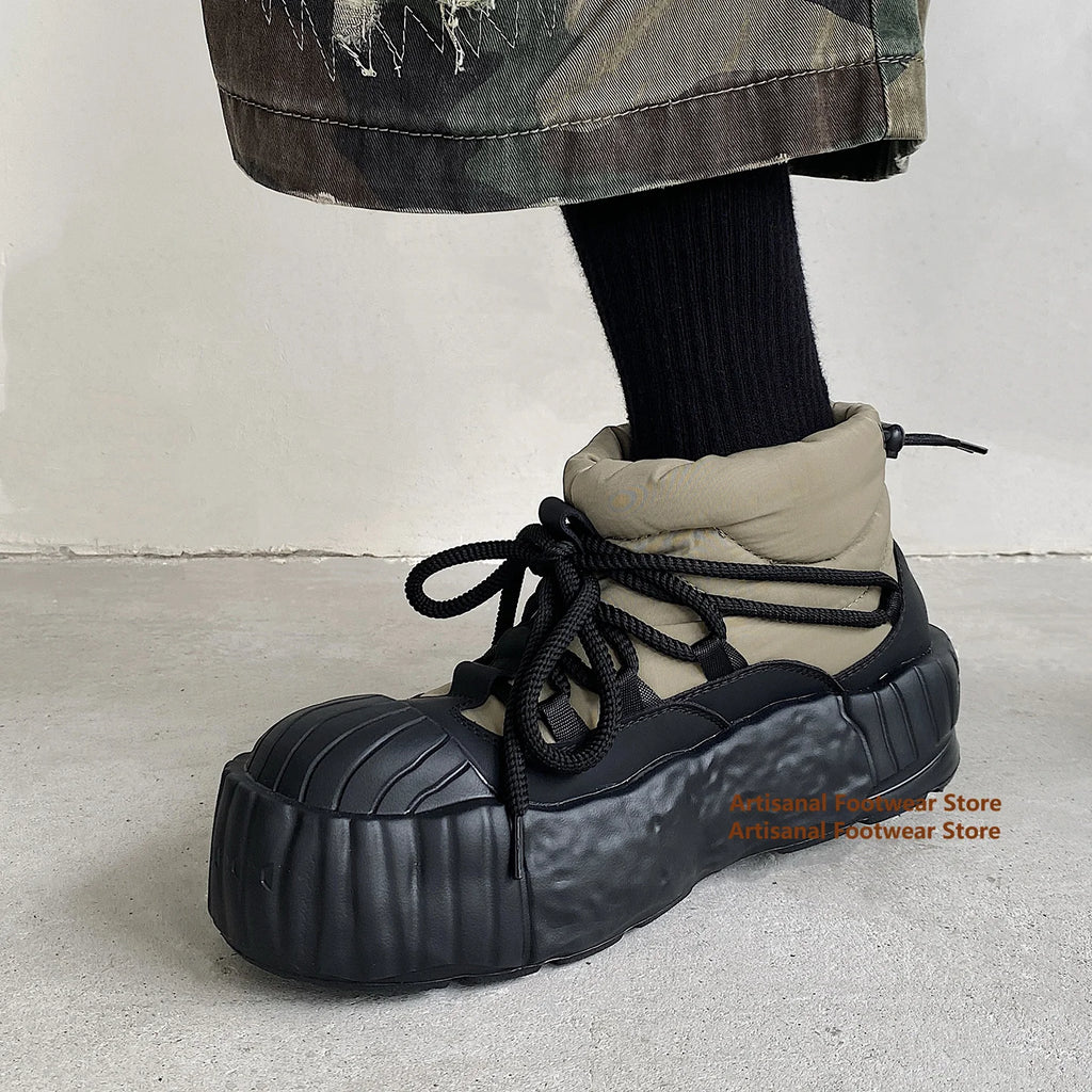 Men's Ankle Boots with Plush Lining and Chunky Rubber Sole