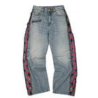 JoJo Wide-Leg Jeans with Zippered Printed Side Panels