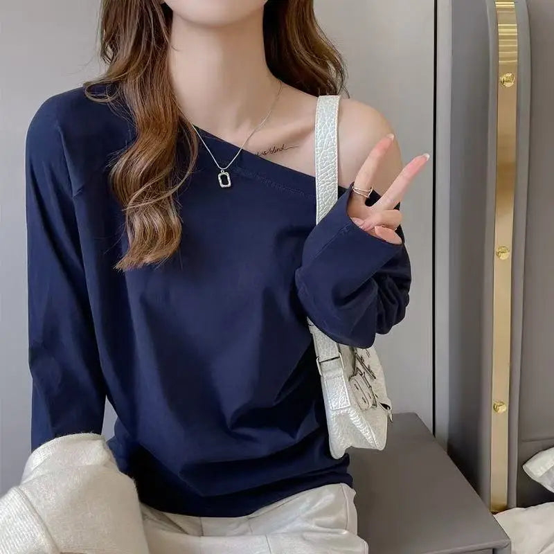 Women's One-Shoulder Long-Sleeve Top