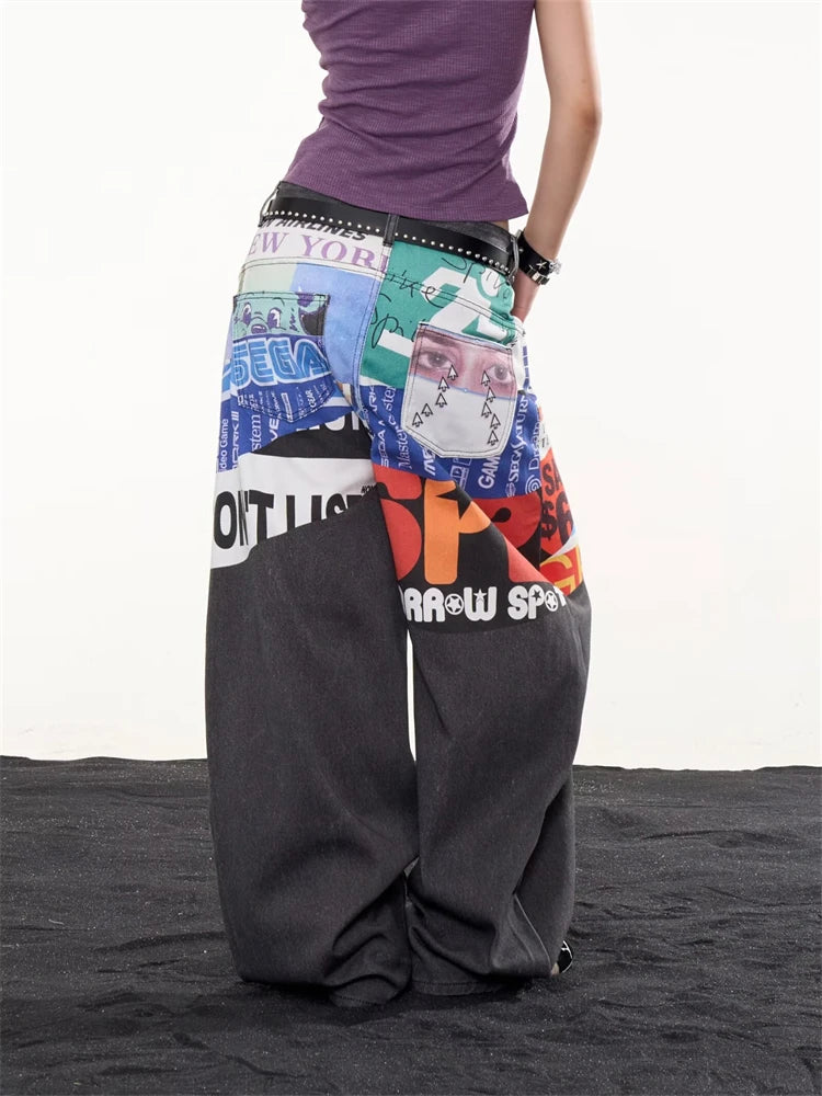 Women's Graphic Print Wide-Leg Pants
