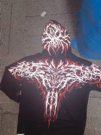 Men's Black Graphic Print Zip Hoodie