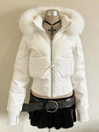 Faux Fur American Vintage Coats with Hooded Women's Y2K Sweatshirts Gothic Harajuku Subculture Punk Emo Sweatshirts and Jacket