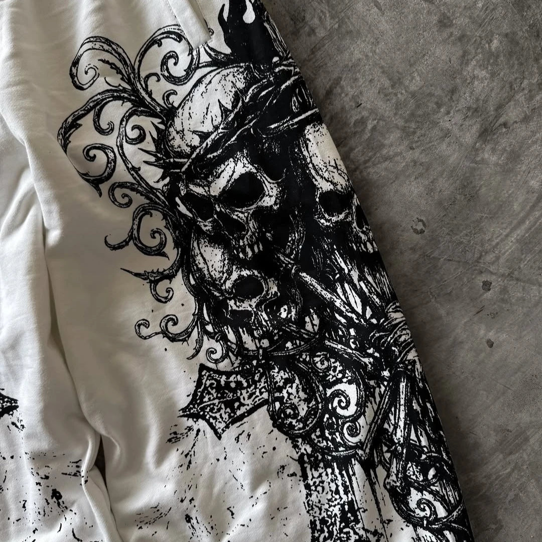 Skull Graphic Drawstring Sweatpants