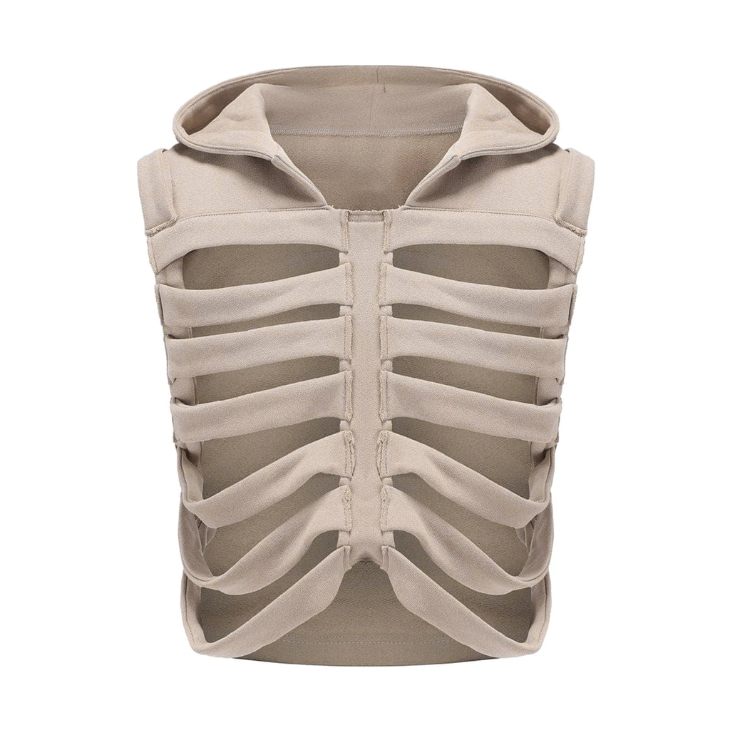 Sleeveless Hooded Skeleton-Style Vest