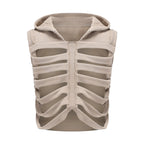 Sleeveless Hooded Skeleton-Style Vest