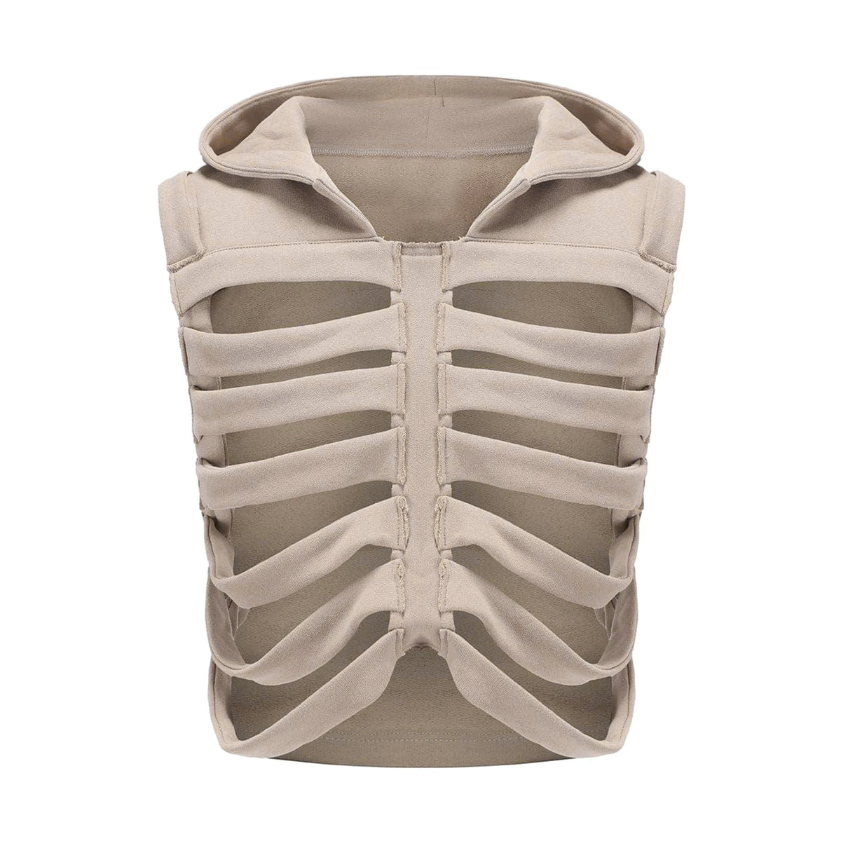 Sleeveless Hooded Skeleton-Style Vest
