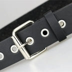 Black Studded Faux Leather Pyramid Rivet Belt