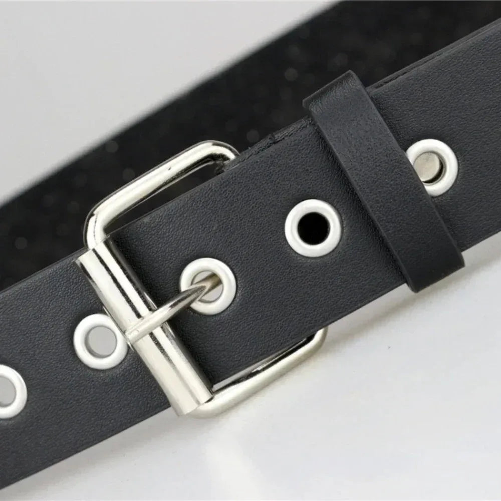 Black Studded Faux Leather Pyramid Rivet Belt