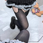 Lace-Trim Thigh-High Suspender Stockings – One Size