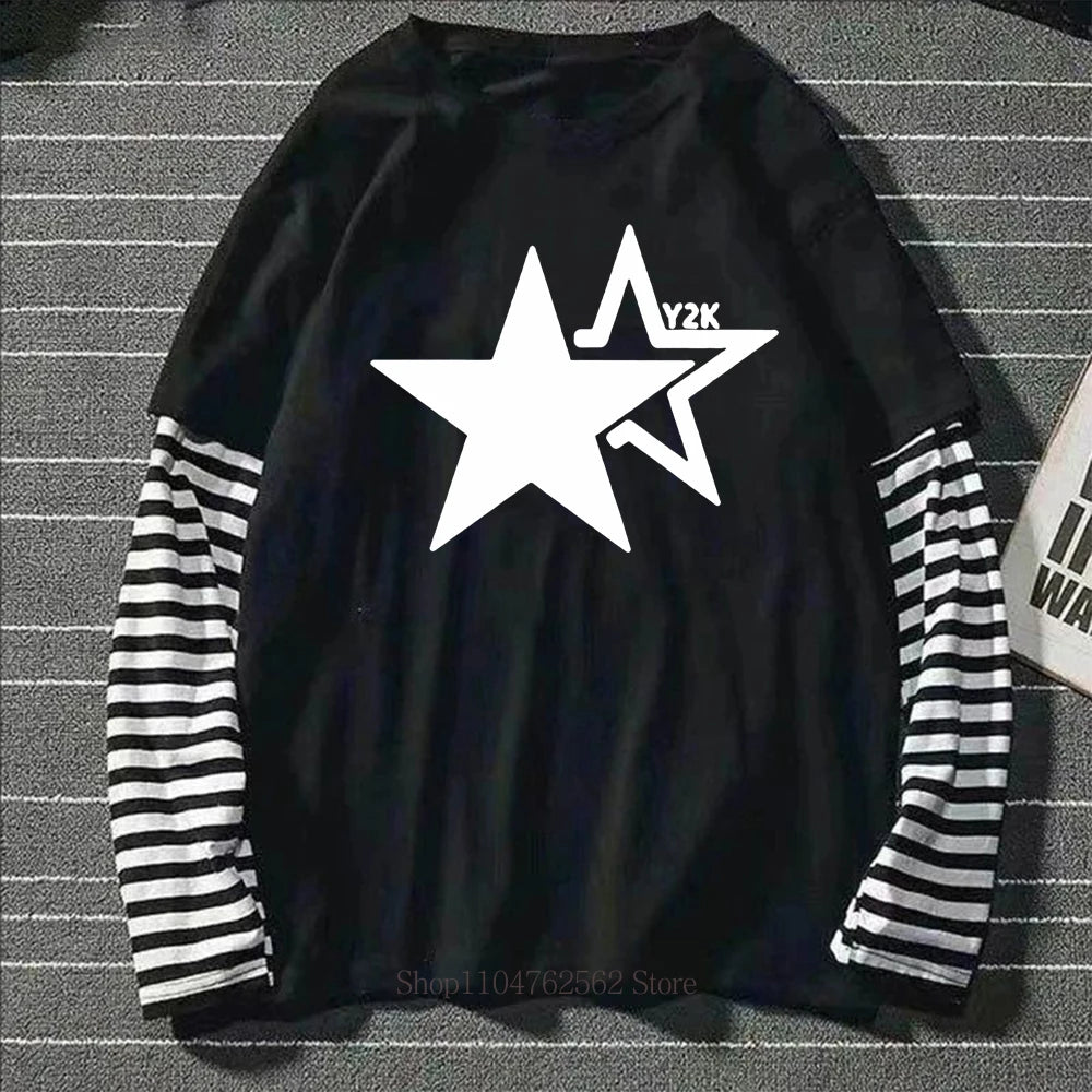 Women's Star Graphic Layered-Look Long-Sleeve T-Shirt