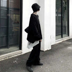 Black Layered Two-Piece Long-Sleeve Top Set