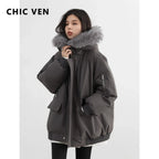 Women's Hooded Parka Jacket with Zip Closure and Utility Pockets
