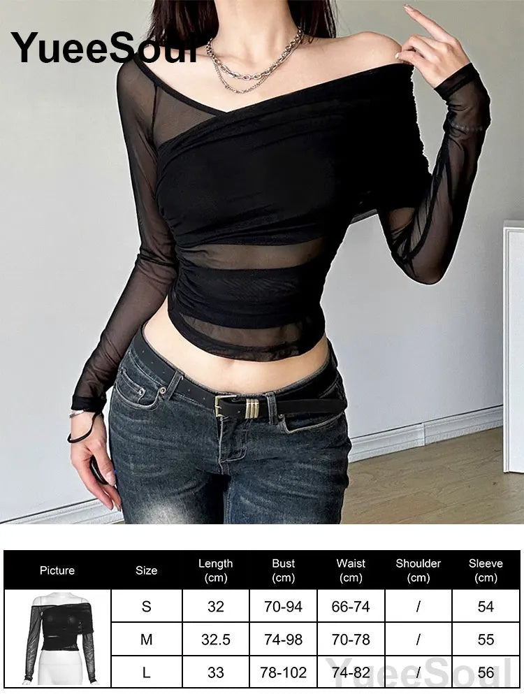 Women's Black Long-Sleeve Gothic Top