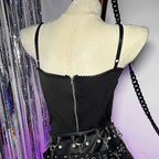 Spider Web Skull Halter Crop Top