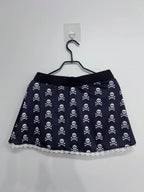 Women's Skull Print Mini Skirt with Lace Trim