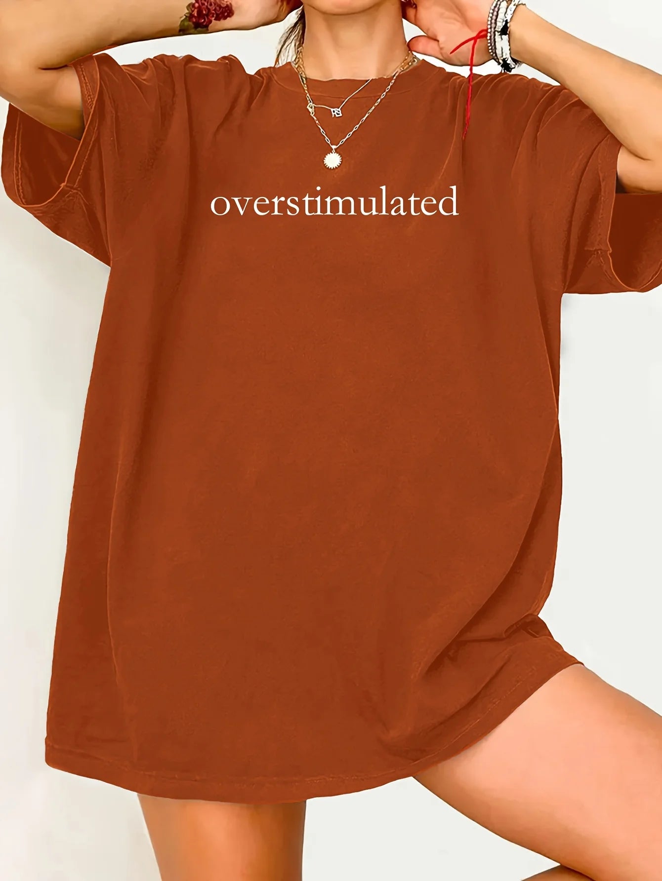 Women's Oversized “Overstimulated” Graphic T-Shirt
