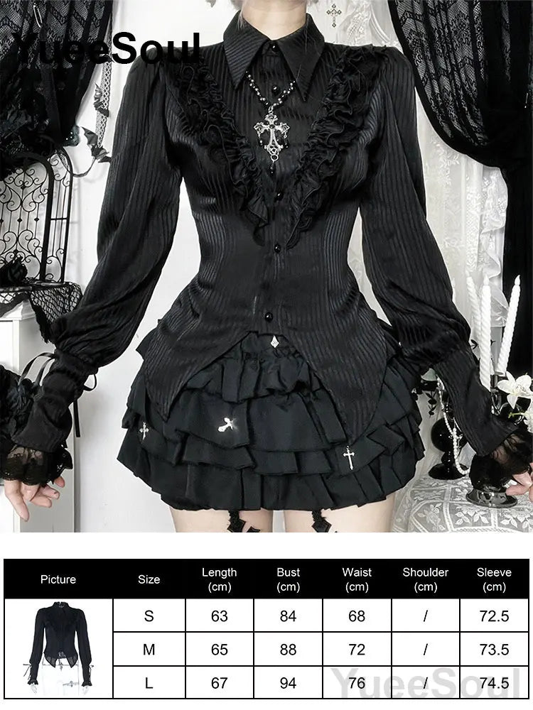 Women's Black Long-Sleeve Gothic Top